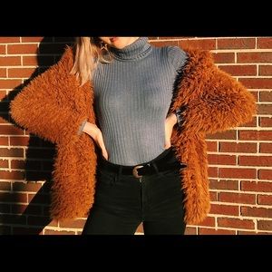 Brown faux fur coat
